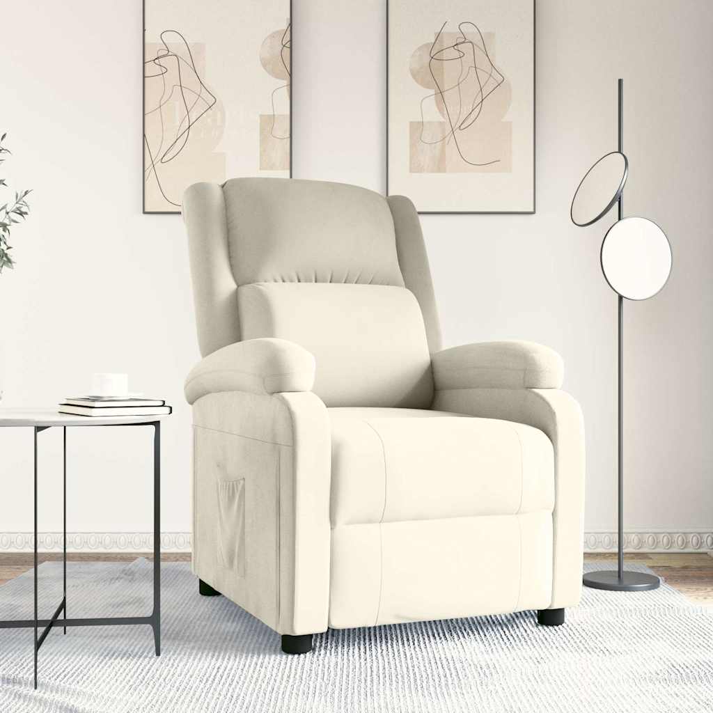 vidaXL Sillón reclinable terciopelo blanco crema