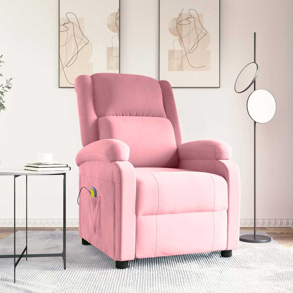 vidaXL Sillón de masaje de terciopelo rosa