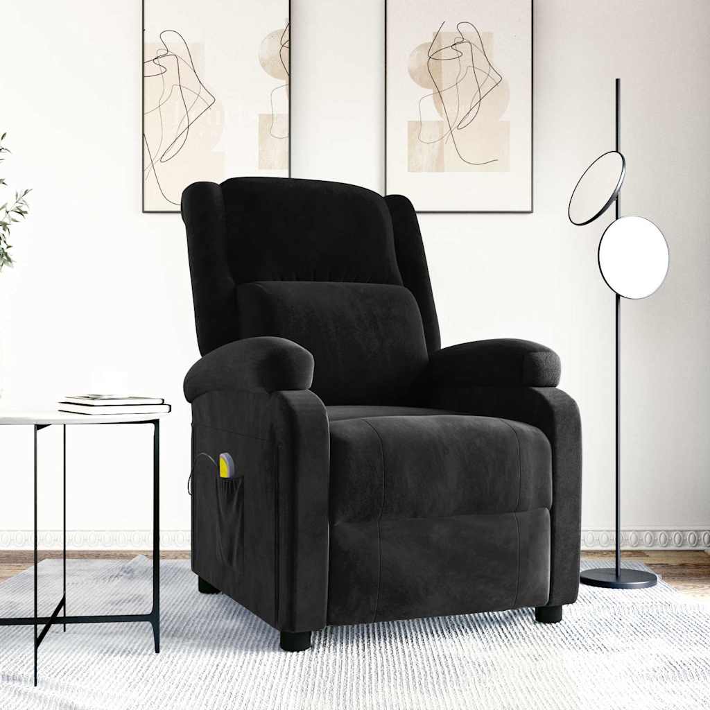 vidaXL Sillón de masaje de terciopelo negro