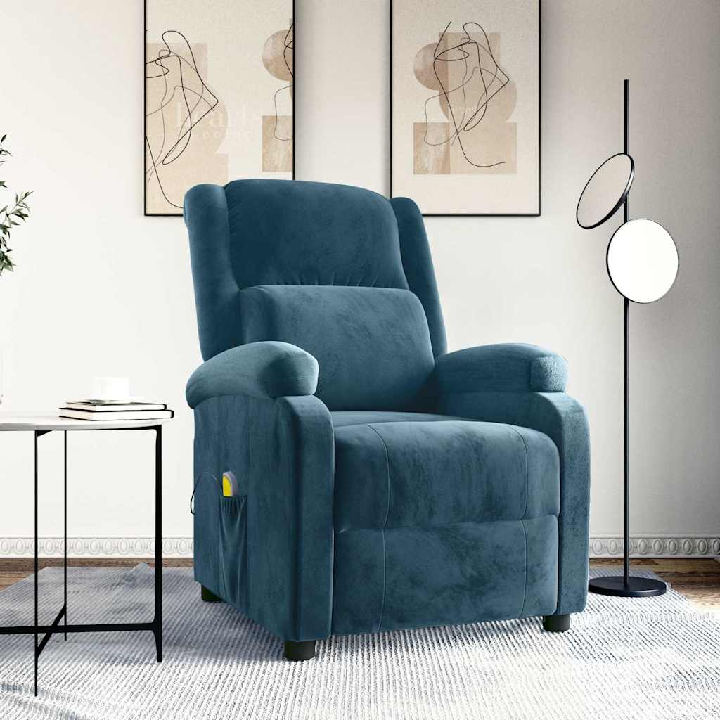 vidaXL Sillón de masaje de terciopelo azul