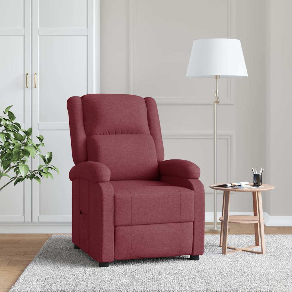 vidaXL Sillón reclinable de tela rojo tinto