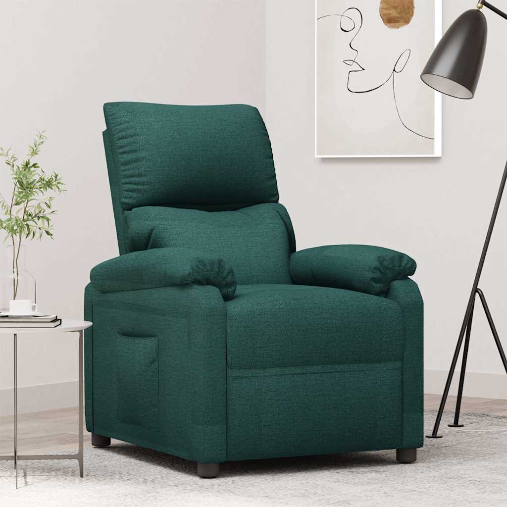 vidaXL Sillón reclinable de tela verde oscuro