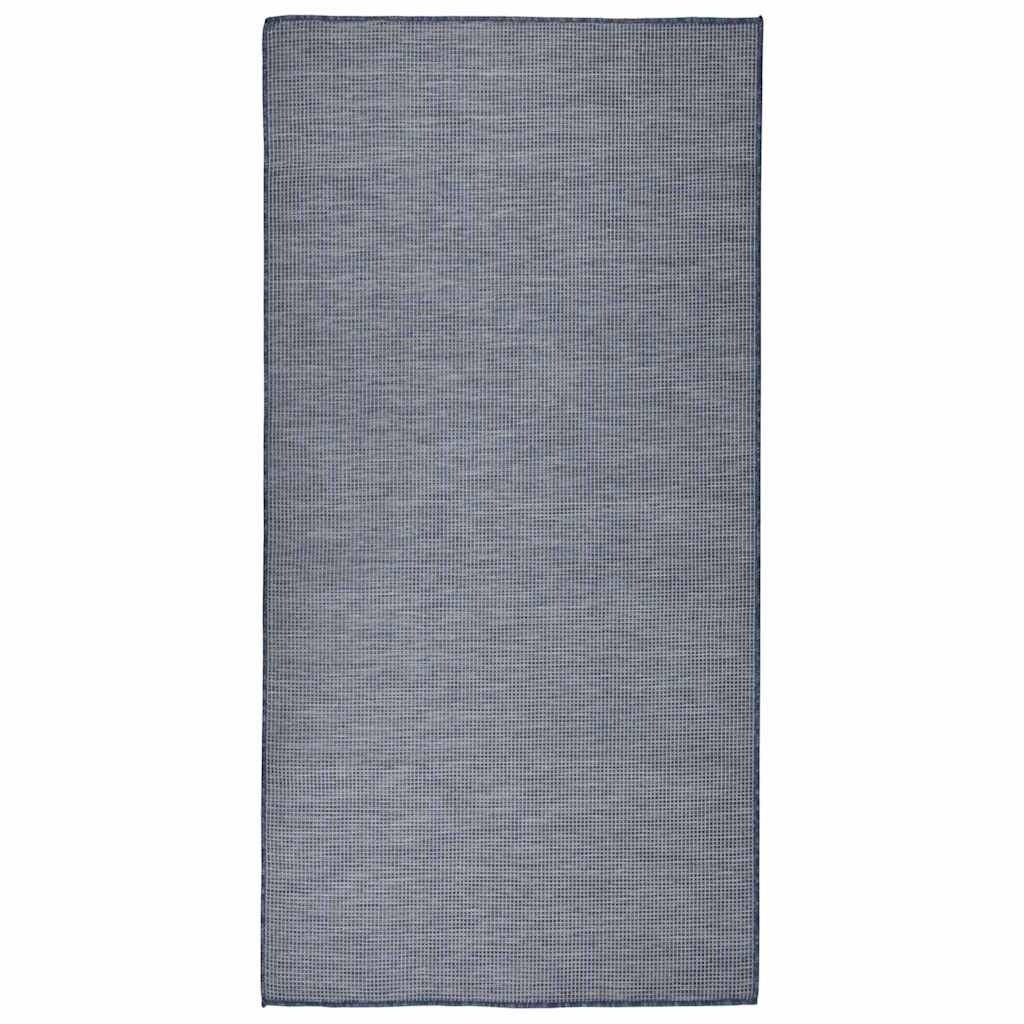 vidaXL Alfombra de exterior de tejido plano azul 100x200 cm