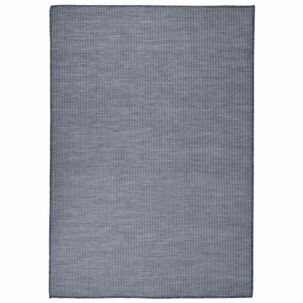 vidaXL Alfombra de exterior de tejido plano azul 140x200 cm