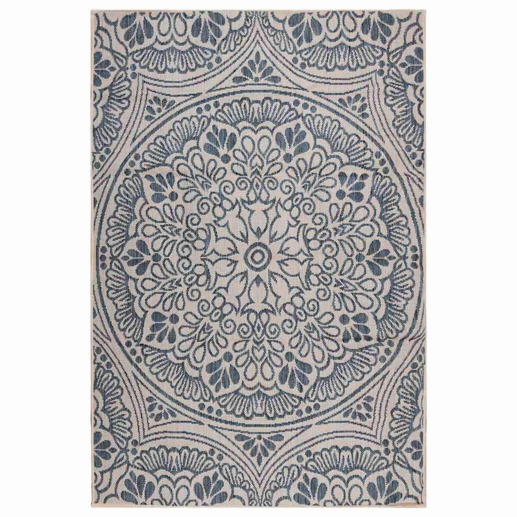 vidaXL Alfombra de exterior de tejido plano rayas azules 200x280 cm