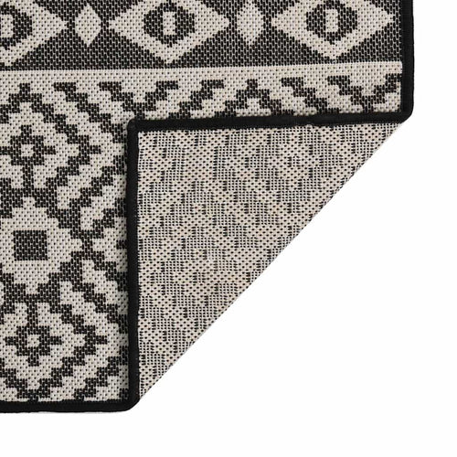 vidaXL Alfombra de exterior de tejido plano rayas negras 100x200 cm (2)