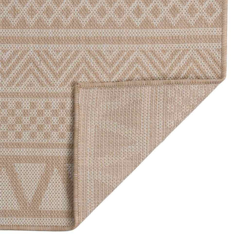 vidaXL Alfombra de exterior de tejido plano rayas marrones 160x230 cm (2)