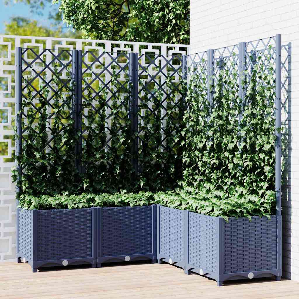 vidaXL Jardinera con enrejado PP azul gris 120x120x136 cm