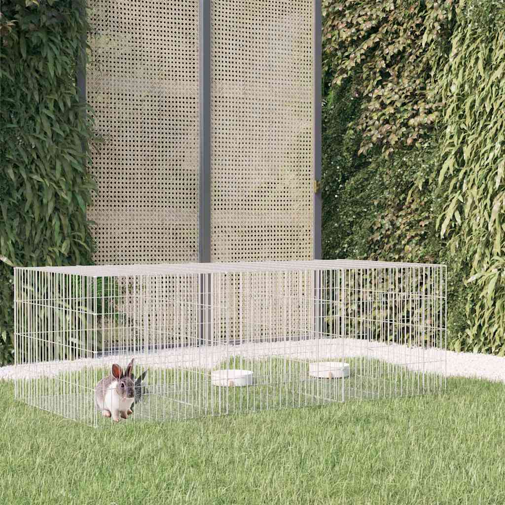 vidaXL Jaula para conejos 3 paneles hierro galvanizado 163x79x54 cm