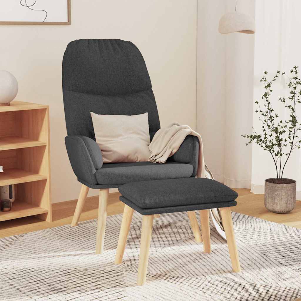 vidaXL Sillón de relax con taburete tela gris oscuro