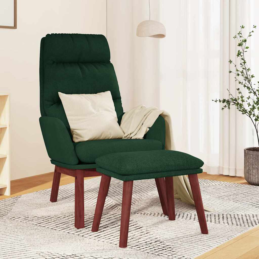 vidaXL Sillón de relax con reposapiés tela verde oscuro