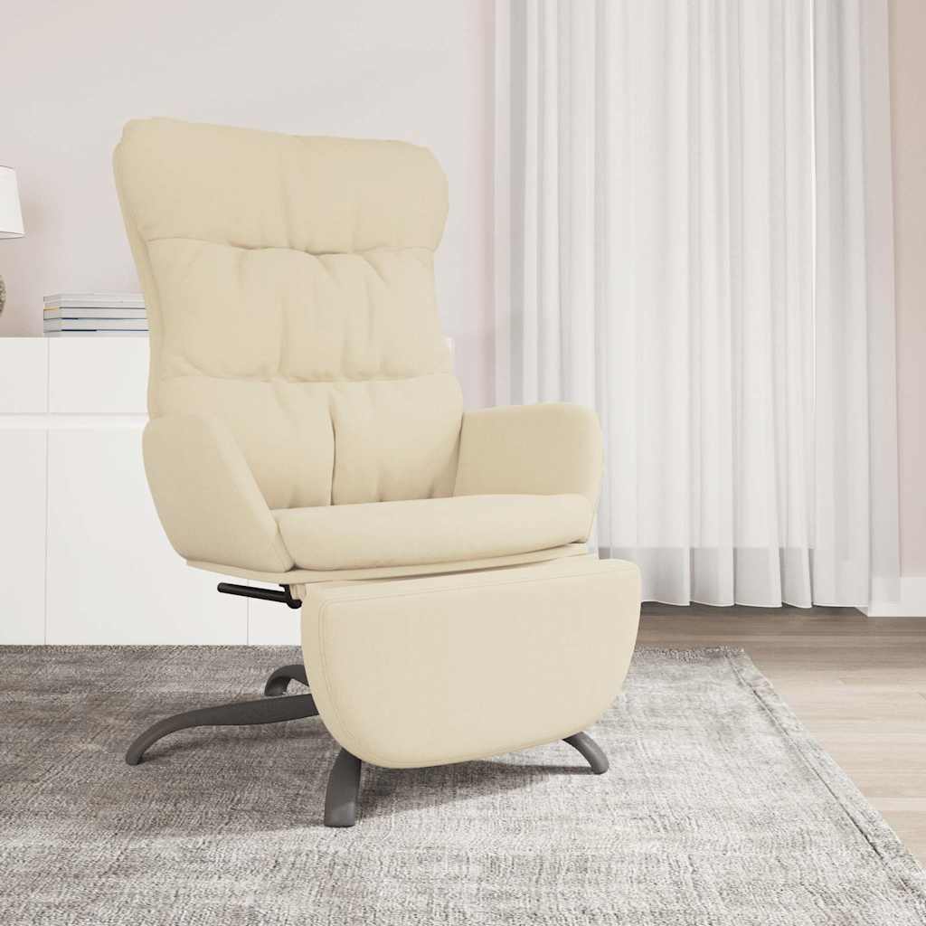 vidaXL Sillón de relax con reposapiés tela color crema