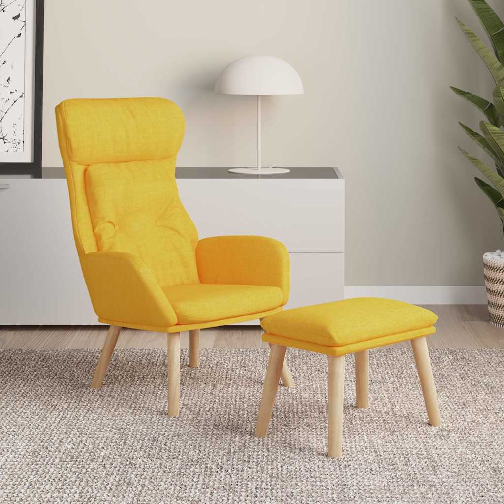 vidaXL Sillón de relax con taburete tela amarillo mostaza