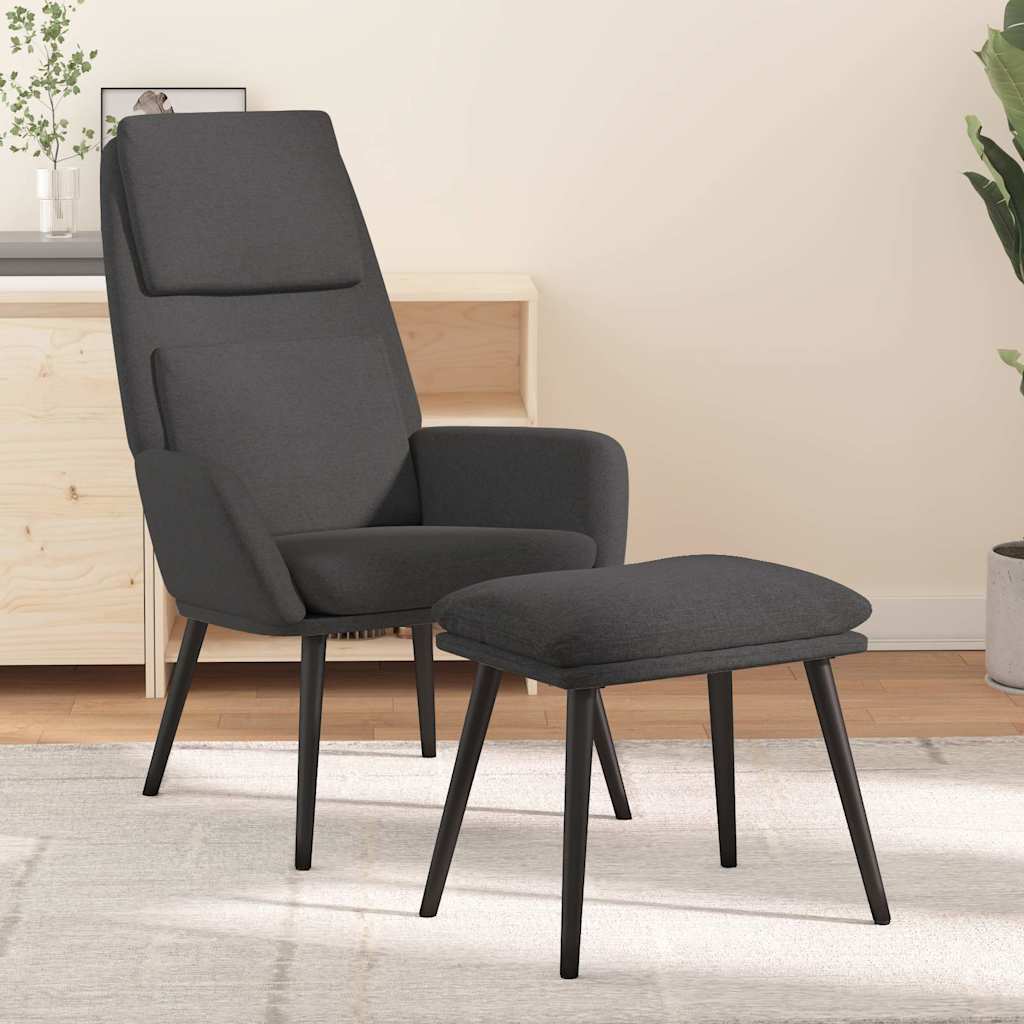 vidaXL Sillón de relax con taburete tela gris oscuro