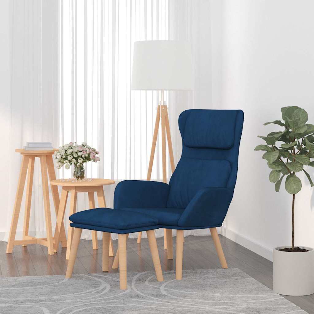 vidaXL Sillón de relax con taburete terciopelo azul