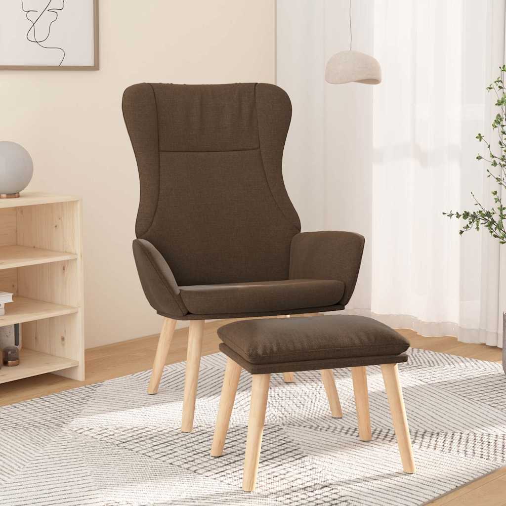 vidaXL Sillón de relax con taburete tela marrón