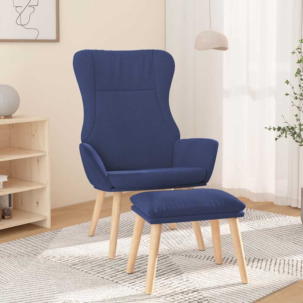 vidaXL Sillón de relax con taburete tela azul