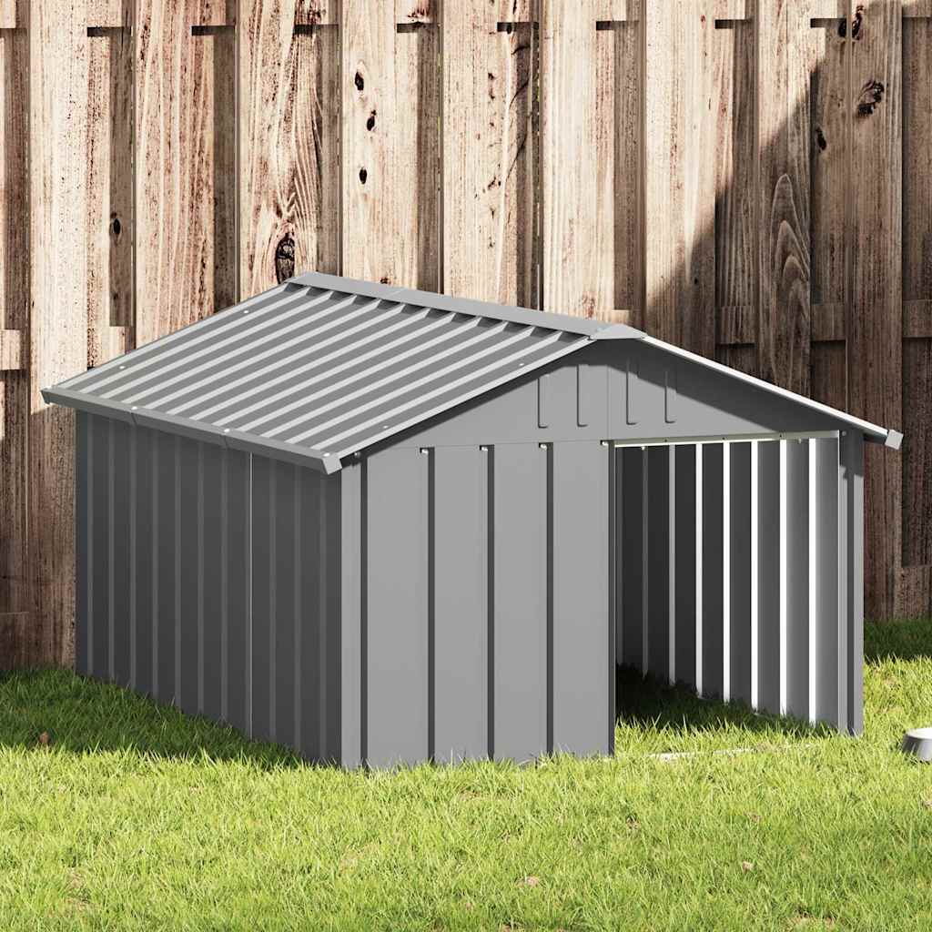 vidaXL Casa para perros acero galvanizado gris 116,5x153x81,5 cm