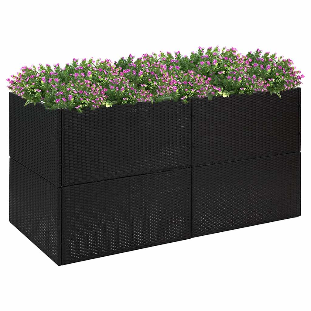 vidaXL Jardinera de ratán sintético negro 157x80x80 cm