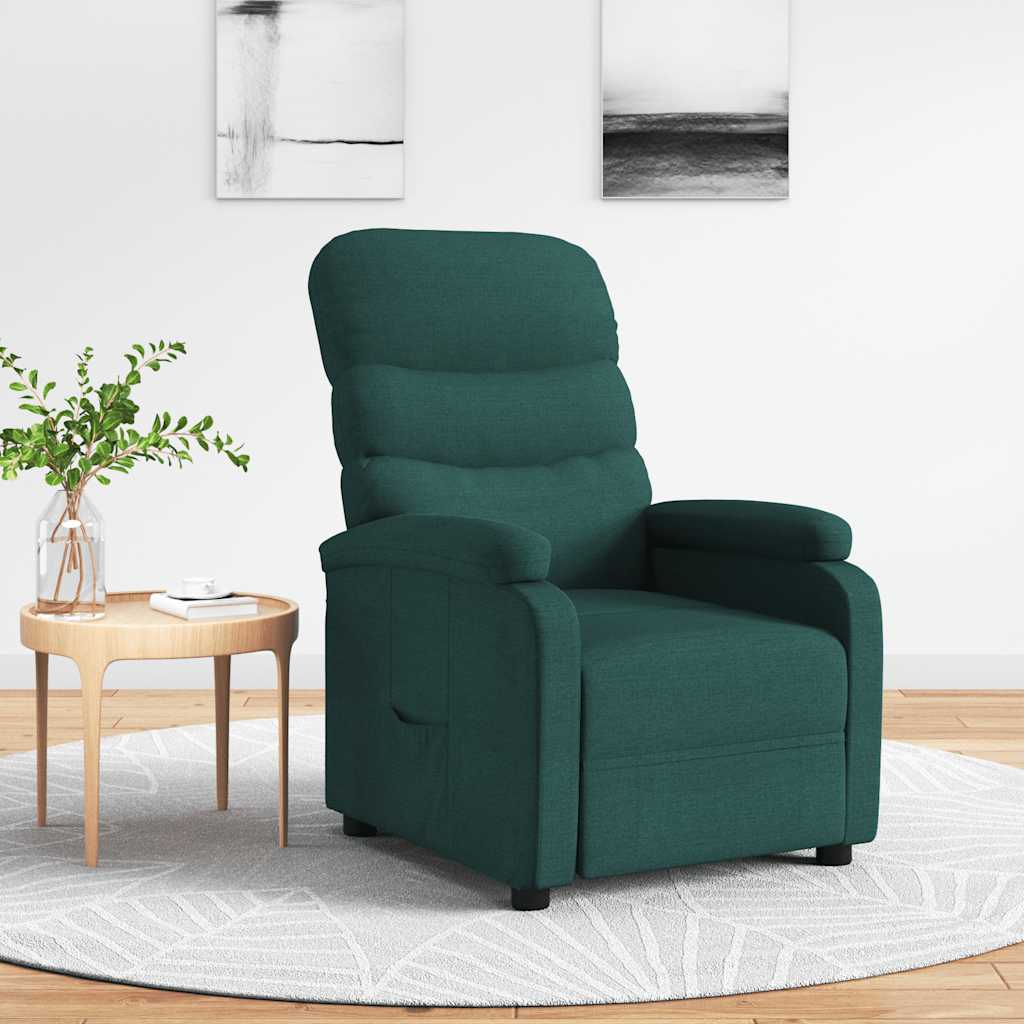 vidaXL Sillón reclinable de tela verde oscuro