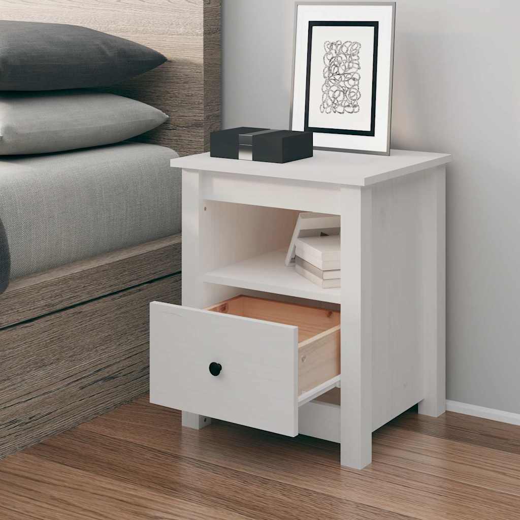 vidaXL Mesita de noche madera maciza de pino blanco 40x35x49 cm