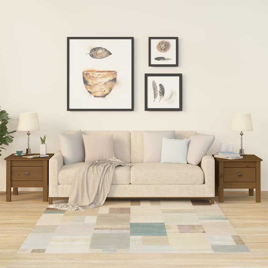 vidaXL Mesa auxiliar 2 uds madera maciza pino marrón miel 40x40x39 cm