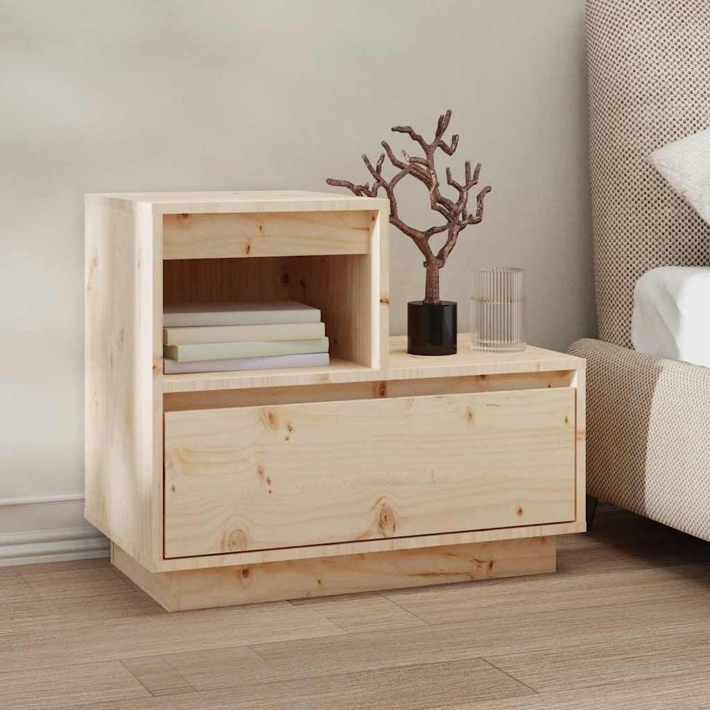 vidaXL Mesita de noche madera maciza de pino 60x34x51 cm