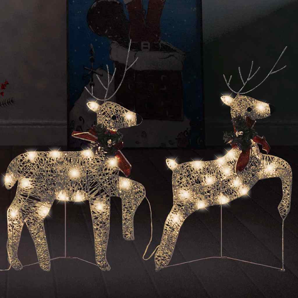 vidaXL Renos de Navidad 2 unidades 40 LED dorado