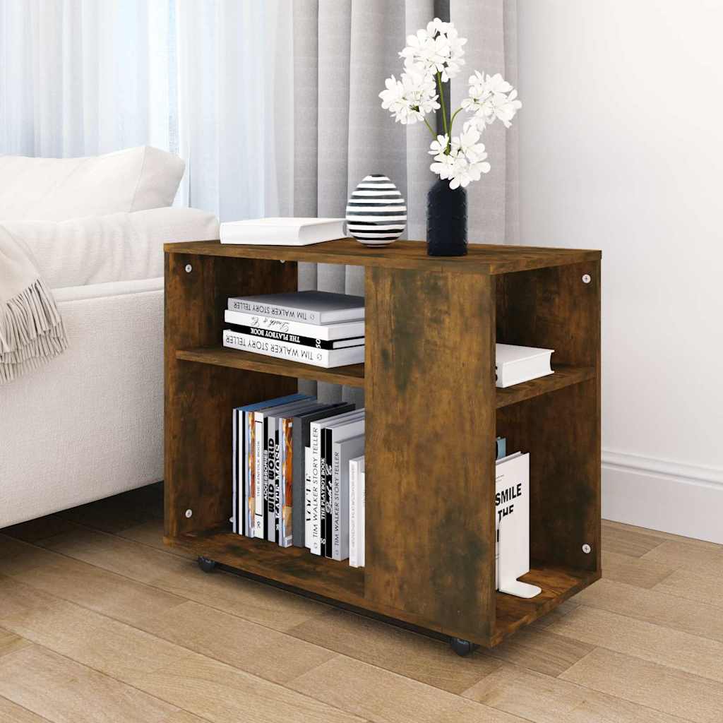 vidaXL Mesa auxiliar madera contrachapada roble ahumado 70x35x60,5 cm