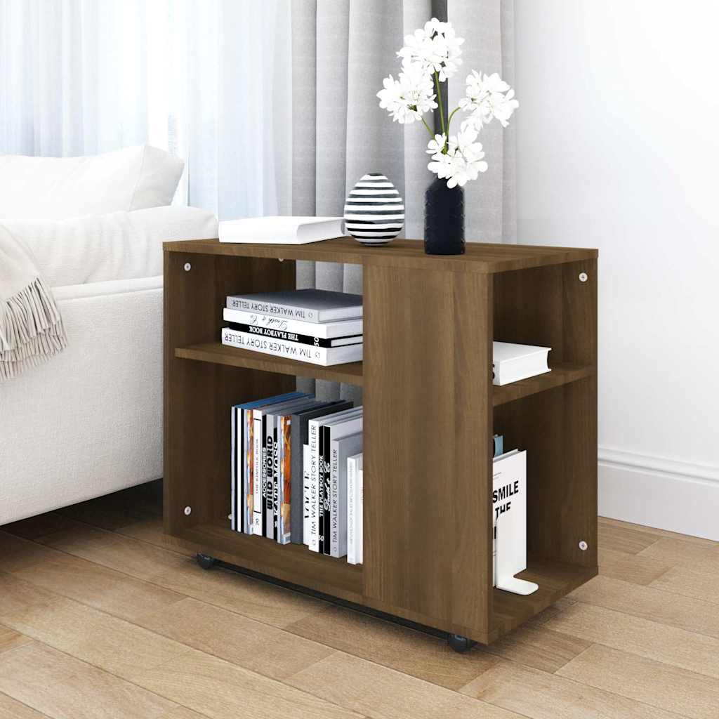 vidaXL Mesa auxiliar madera contrachapada roble marrón 70x35x60,5 cm