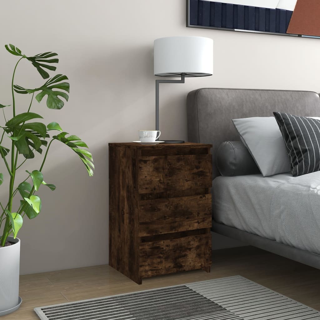 vidaXL Mesita de noche madera contrachapada roble ahumado 40x35x62,5cm