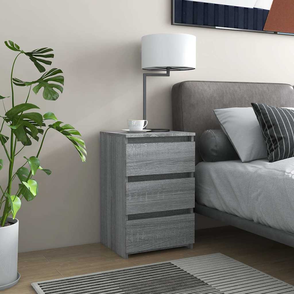 vidaXL Mesita de noche madera contrachapada gris Sonoma 40x35x62,5 cm