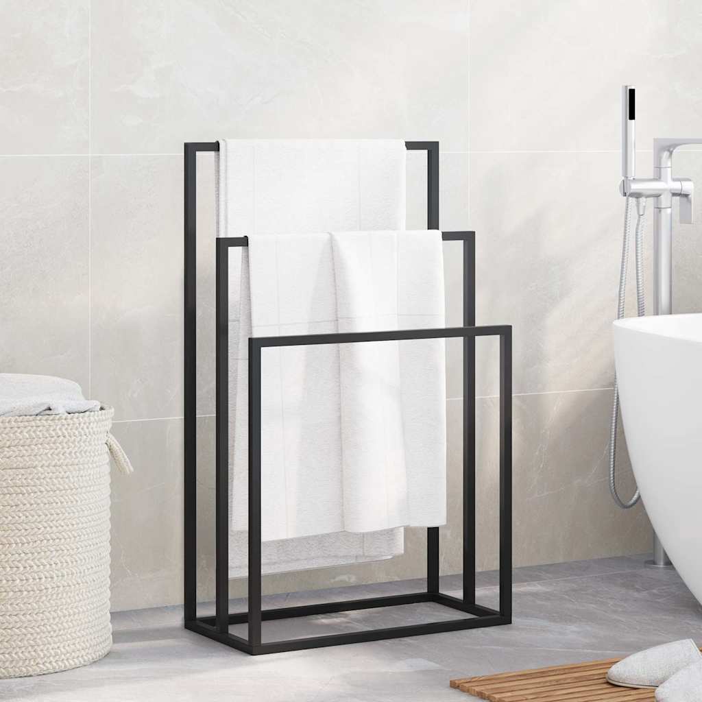 vidaXL Toallero de pie de hierro negro 48x24x79 cm