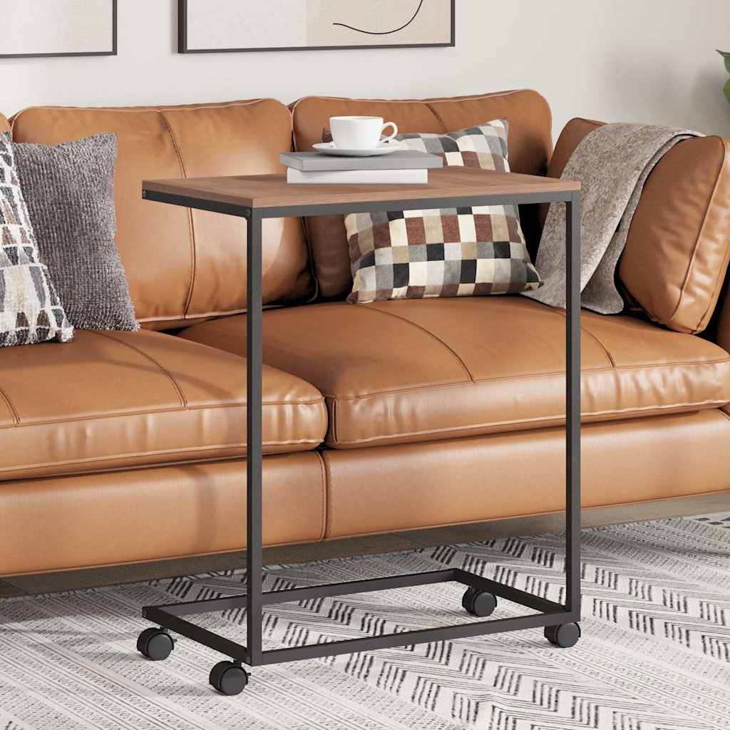 vidaXL Mesa auxiliar con ruedas madera de ingeniería negra 55x35x70 cm