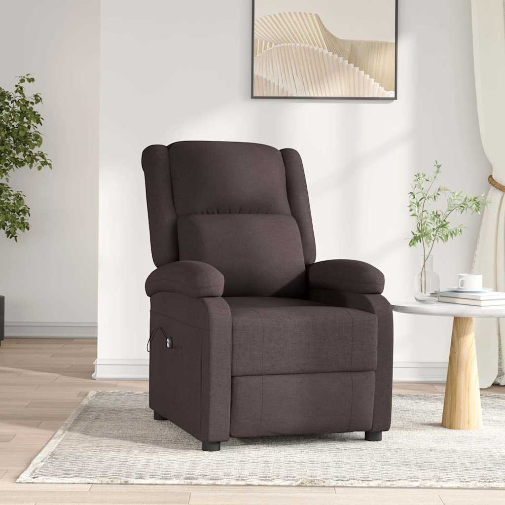 vidaXL Sillón reclinable eléctrico tela marrón oscuro