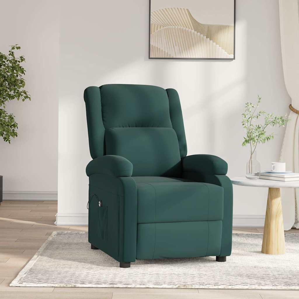 vidaXL Sillón reclinable eléctrico de terciopelo verde oscuro
