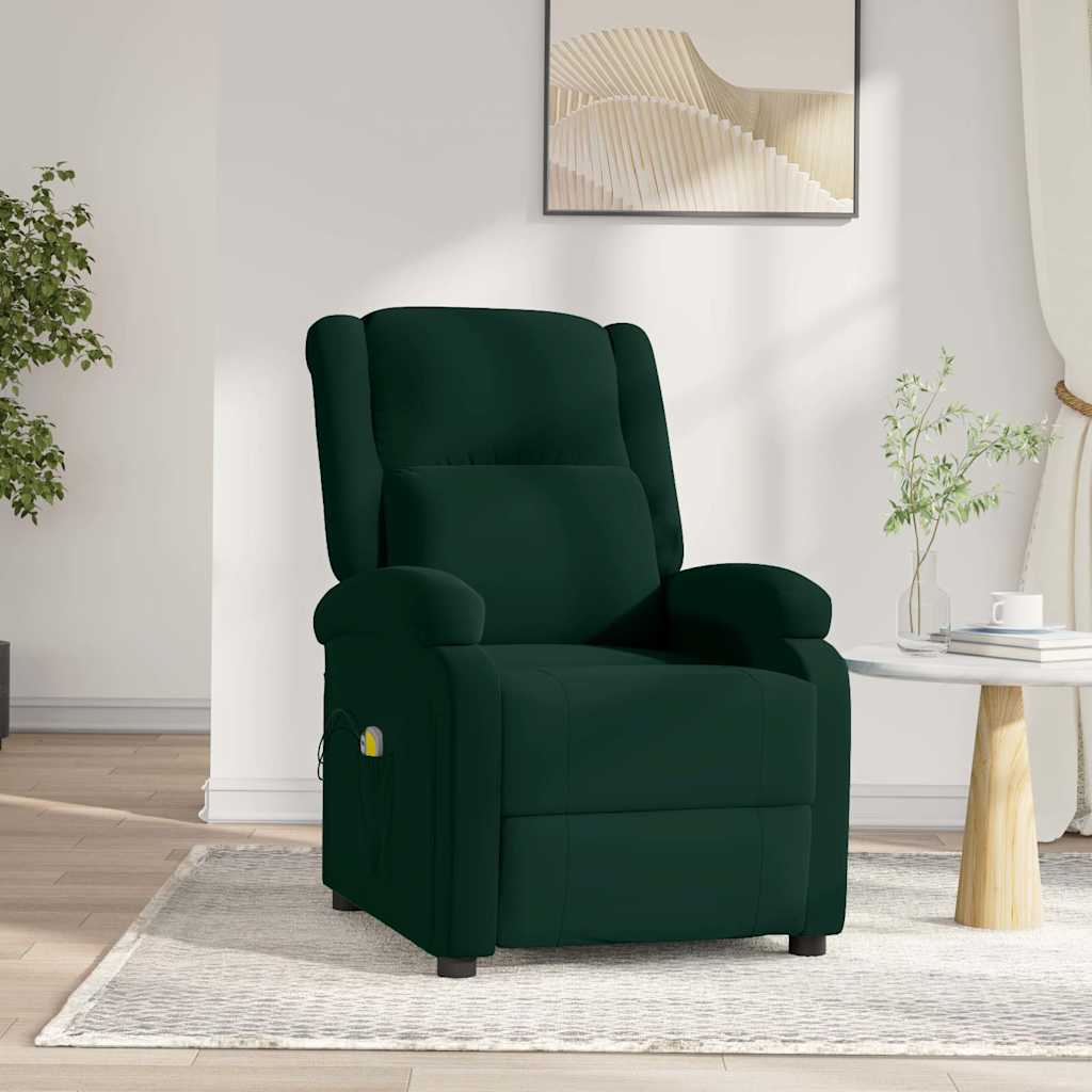 vidaXL Sillón de masaje eléctrico terciopelo verde oscuro
