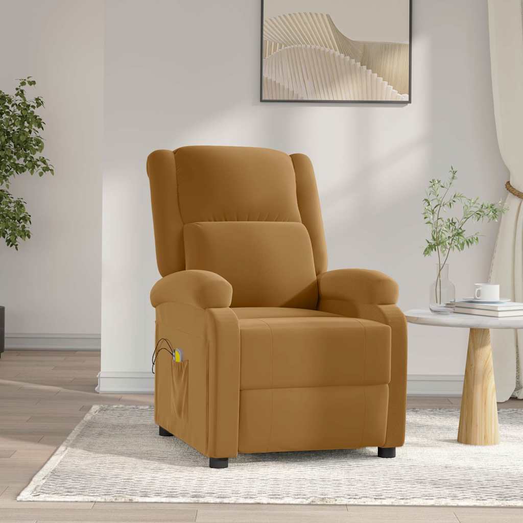 vidaXL Sillón de masaje eléctrico terciopelo marrón