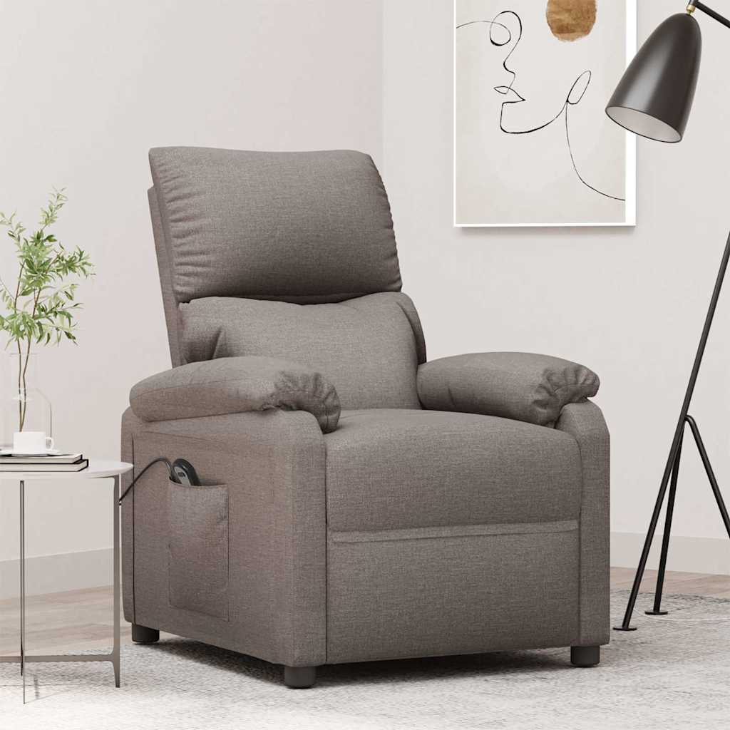 vidaXL Sillón reclinable eléctrico tela gris taupé
