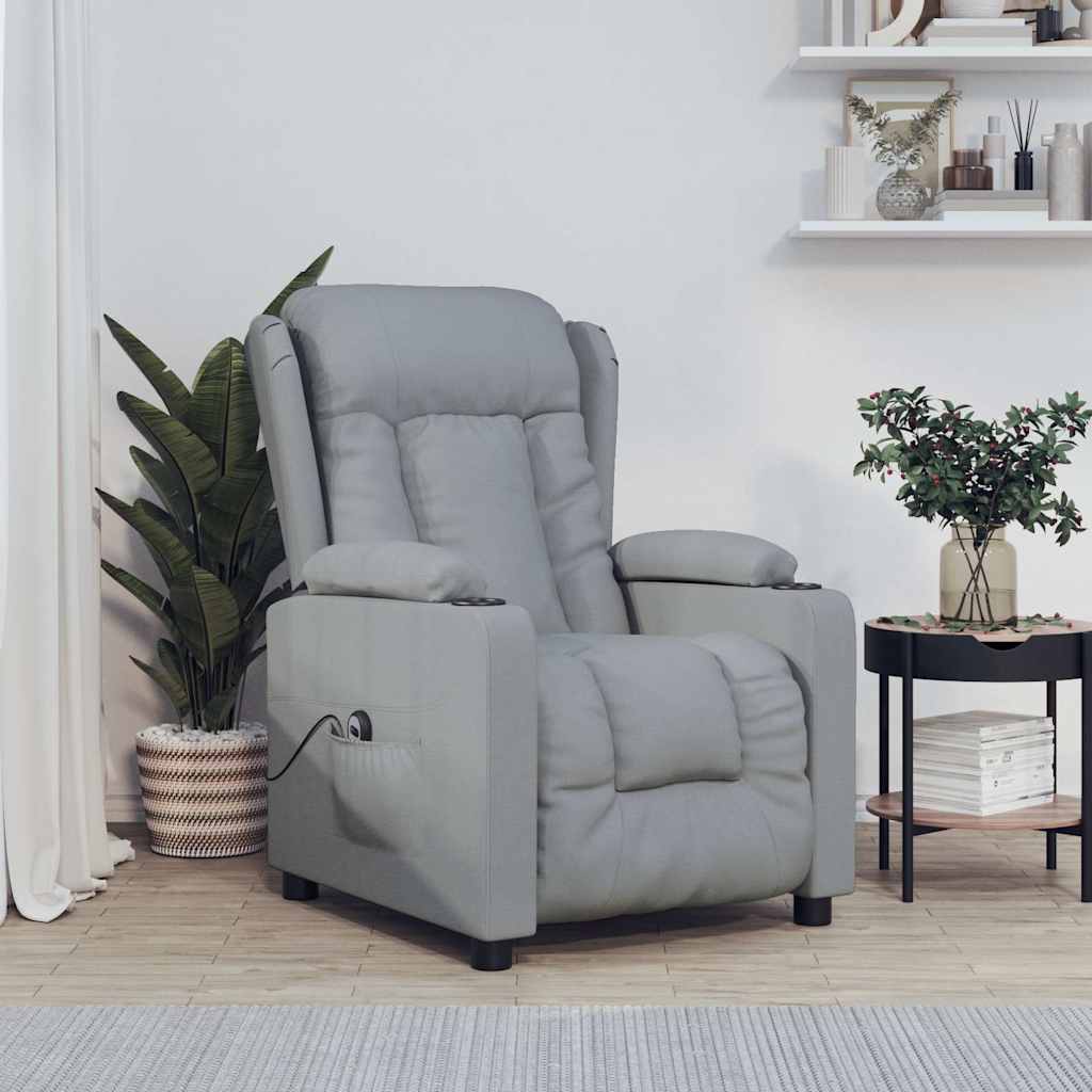 vidaXL Sillón reclinable eléctrico tela gris claro