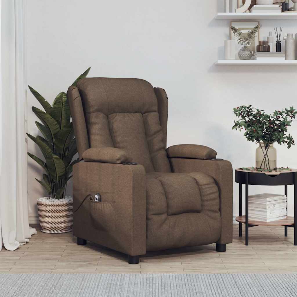 vidaXL Sillón reclinable eléctrico de tela marrón