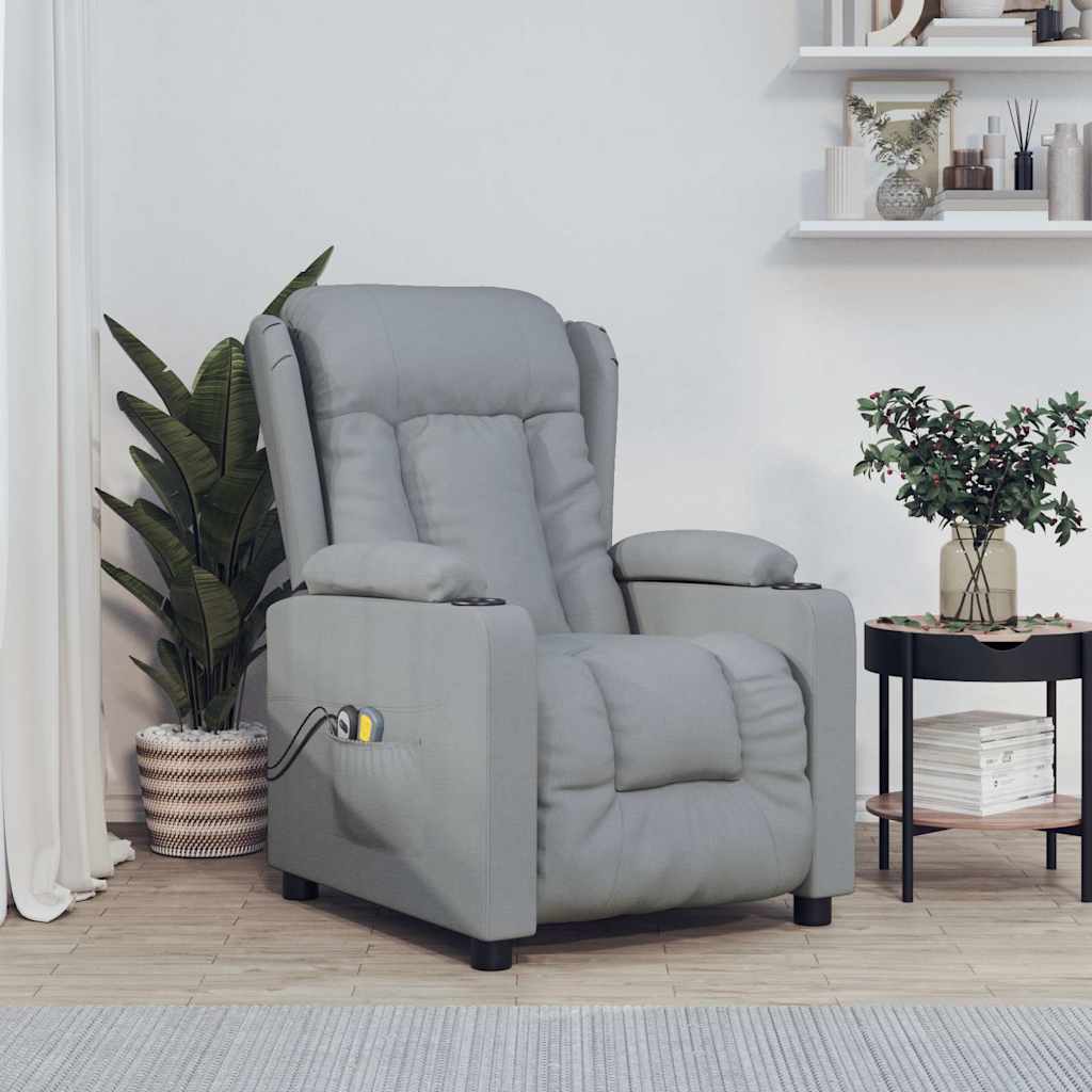 vidaXL Sillón de masaje eléctrico tela gris claro
