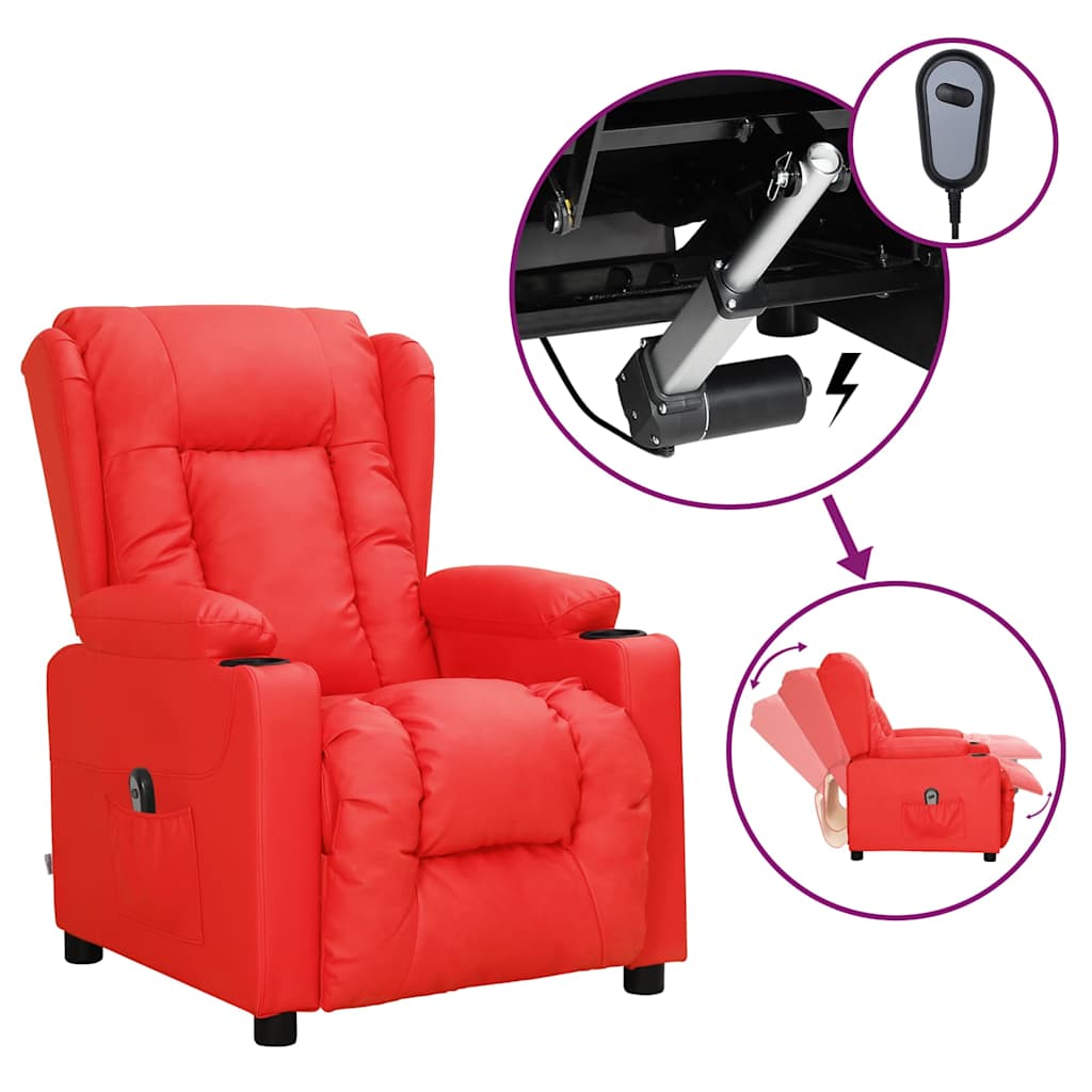vidaXL Sillón reclinable eléctrico de cuero sintético rojo