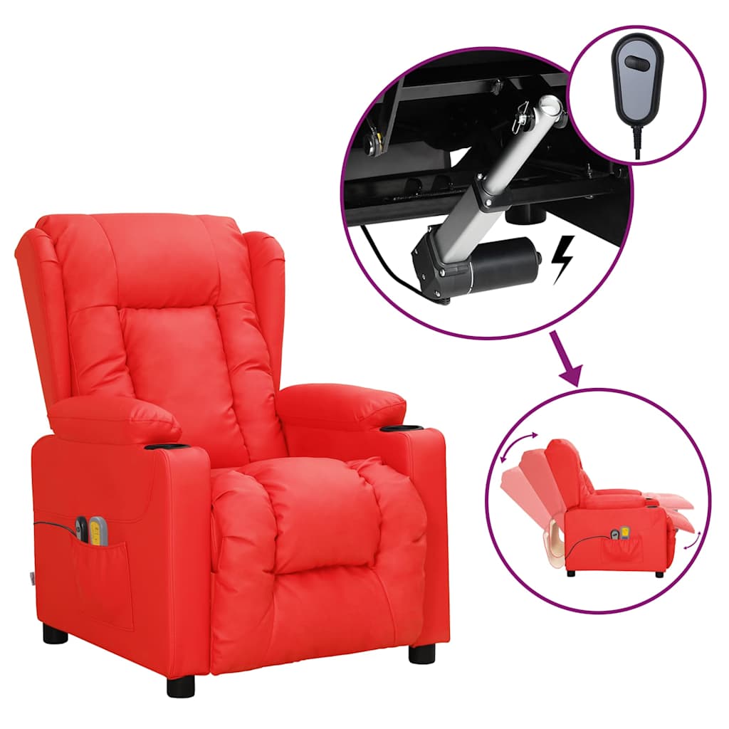 vidaXL Sillón de masaje eléctrico cuero sintético rojo