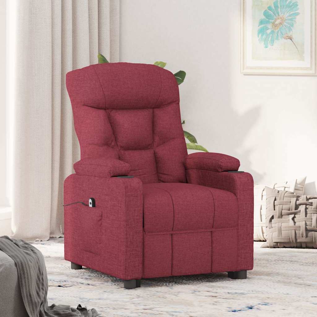 vidaXL Sillón reclinable eléctrico tela rojo tinto