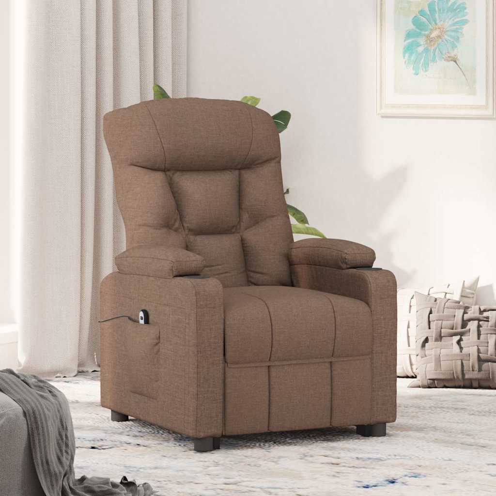 vidaXL Sillón reclinable eléctrico de tela marrón