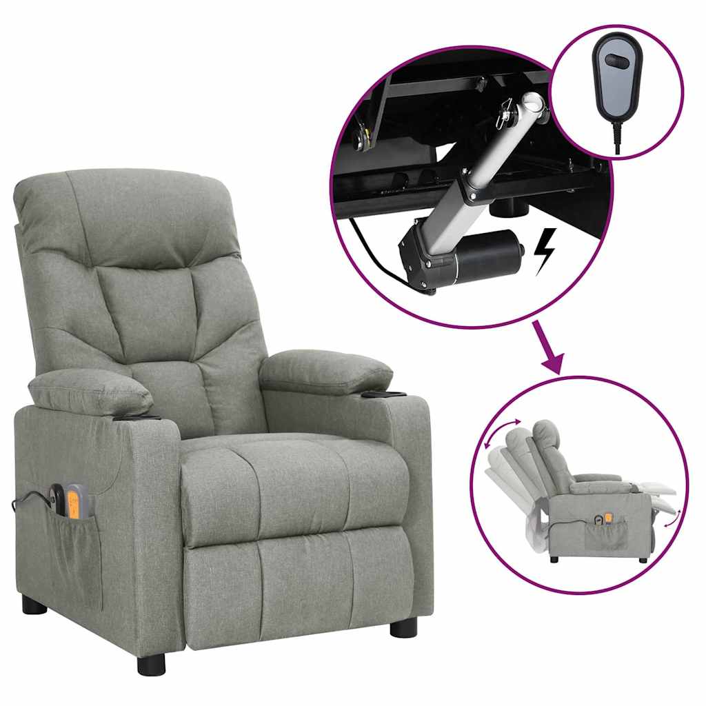 vidaXL Sillón de masaje eléctrico tela gris claro