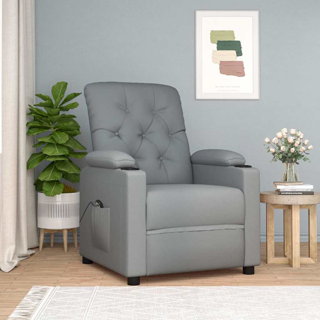 vidaXL Sillón reclinable eléctrico tela gris claro