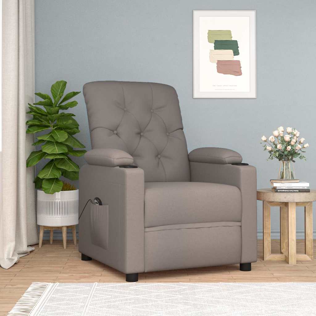 vidaXL Sillón reclinable eléctrico tela gris taupé