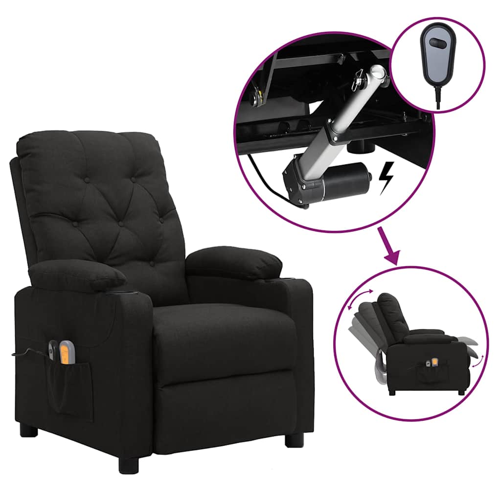 vidaXL Sillón de masaje eléctrico tela negro